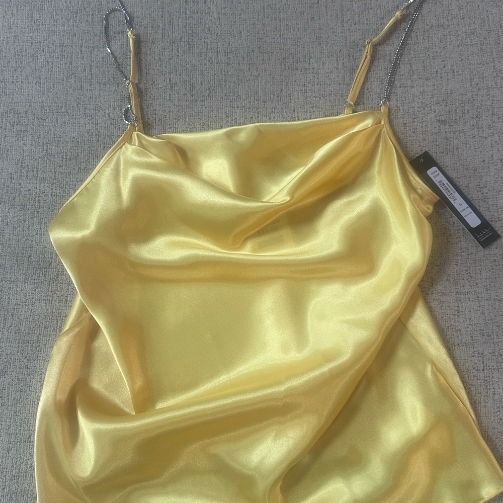Nicole Miller Yellow Asymmetrical Ruched Camisole